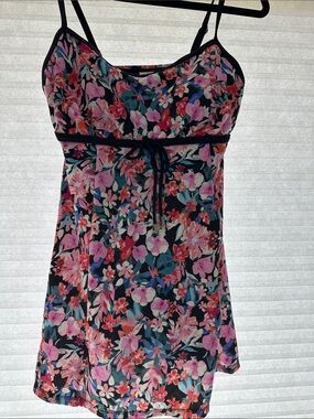 Swim Solutions Multi Floral Black Mix Bikini Top
